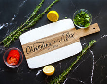 Load image into Gallery viewer, Engraved Marble & Acacia Serving Board