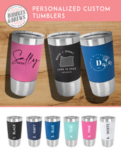 Load image into Gallery viewer, 20 oz. Engraved Tumblers with Silicone Grip and Clear Lid