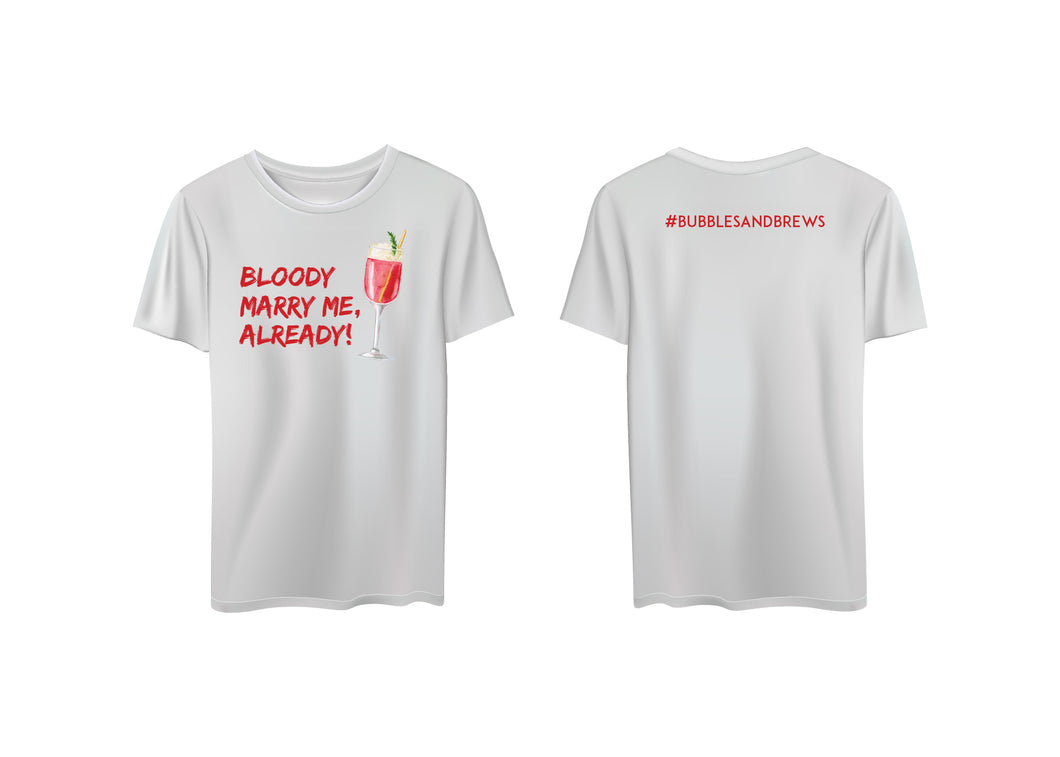 Bloody Marry Me Already Short Sleeve Unisex Vintage White T-shirt