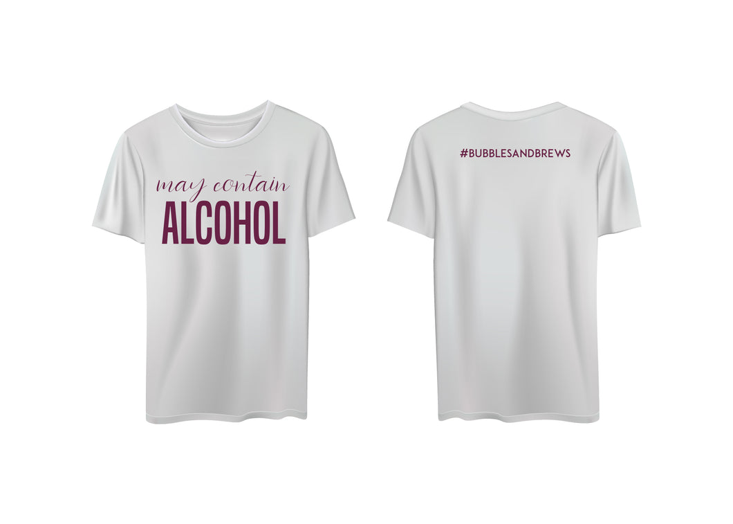 May Contain Alcohol Short Sleeve Unisex Vintage White Tshirt