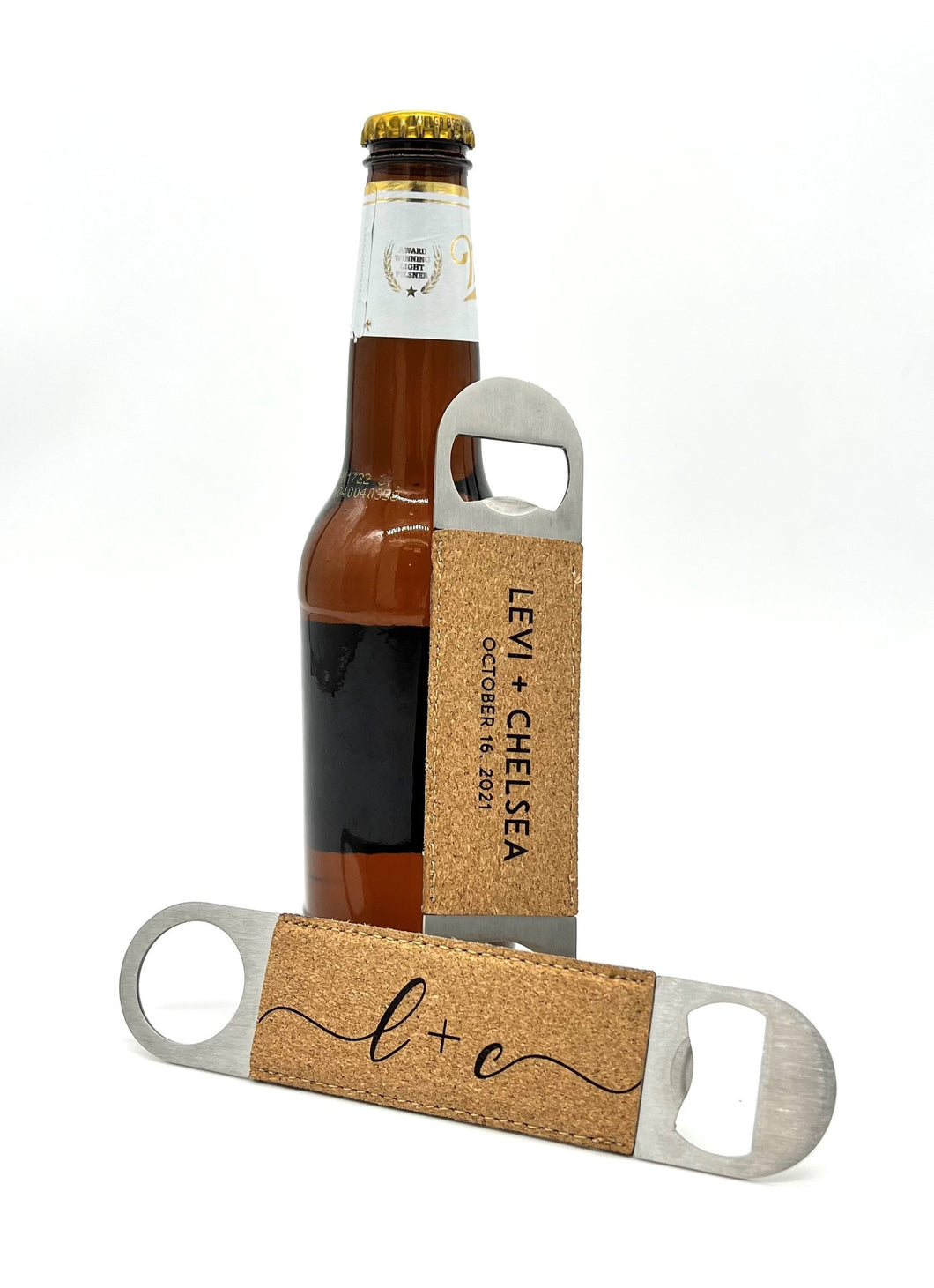 Personalized  Bottle Openers - Silicone Sleeve and Cork Options