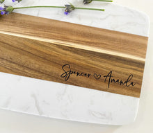 Load image into Gallery viewer, Engraved Marble &amp; Acacia Serving Board
