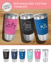 Load image into Gallery viewer, 20 oz. Engraved Tumblers with Silicone Grip and Clear Lid
